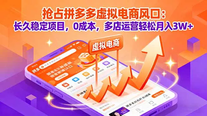 抢占拼多多虚拟电商风口：长久稳定项目，0成本，多店运营轻松月入3W+ - FiveM 插件资源站