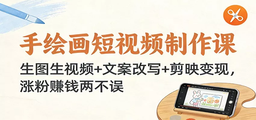 手绘画短视频制作课：生图生视频+文案改写+剪映变现，涨粉赚钱两不误 - FiveM 插件资源站