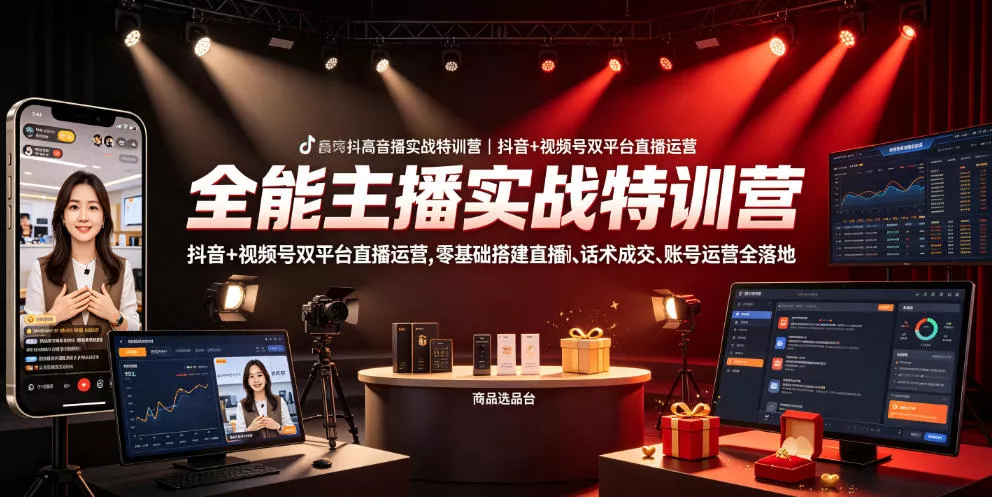 全能主播实战特训营｜抖音+视频号双平台直播运营，零基础搭建直播间、精准选品、话术成交、账号运营全落地 - FiveM 插件资源站