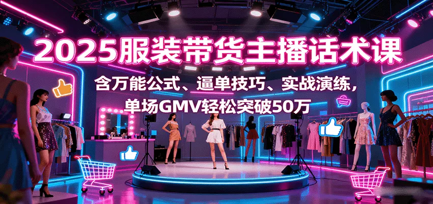 2025服装带货主播话术课，含万能公式、逼单技巧、实战演练，单场GMV轻松突破50万 - FiveM 插件资源站