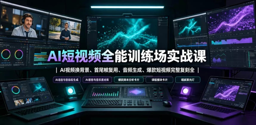 AI短视频全能训练场实战课｜AI视频换背景、首尾帧复用、音频生成、爆款短视频完整复刻全套实操教学 - FiveM 插件资源站