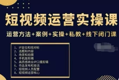 短视频运营实操课，运营方法+案例+实操+私教+线下闭门课 - FiveM 插件资源站