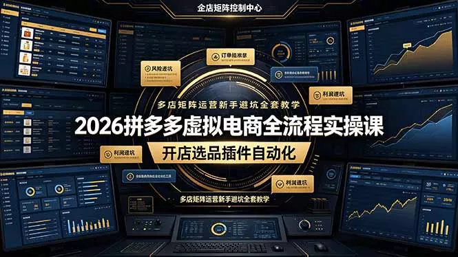 2026拼多多虚拟电商全流程实操课，开店选品插件自动化，多店矩阵运营新手避坑全套教学 - FiveM 插件资源站