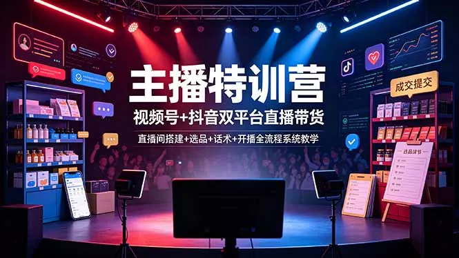 主播特训营：视频号+抖音双平台直播带货，直播间搭建+选品+话术+开播全流程系统教学 - FiveM 插件资源站