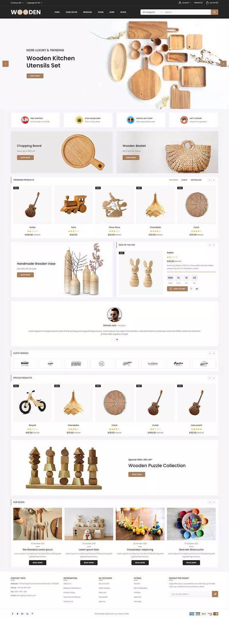 白色简洁的木制工艺品商店网站HTML模板 - FiveM 插件资源站