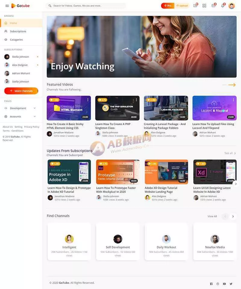响应式网络视频共享平台网站HTML模板 - FiveM 插件资源站