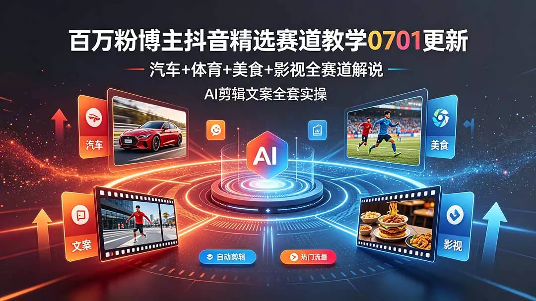 百万粉博主抖音精选赛道教学-0701更新，汽车+体育+美食+影视全赛道解说，AI剪辑文案全套实操 - FiveM 插件资源站