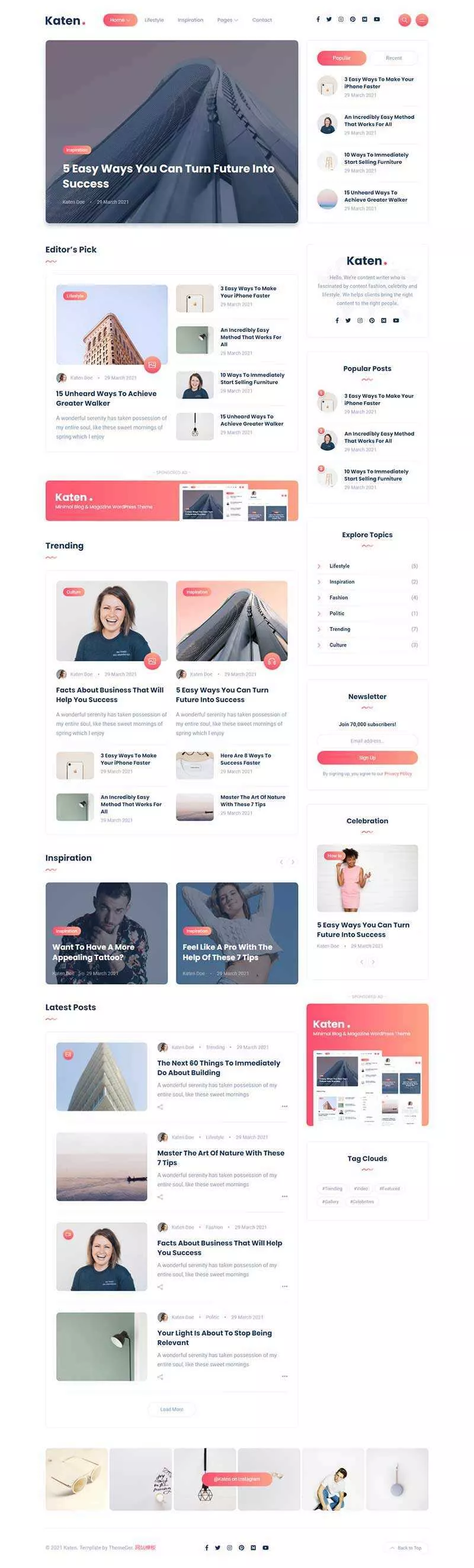 bootstrap响应式博客和杂志HTML模板 - FiveM 插件资源站