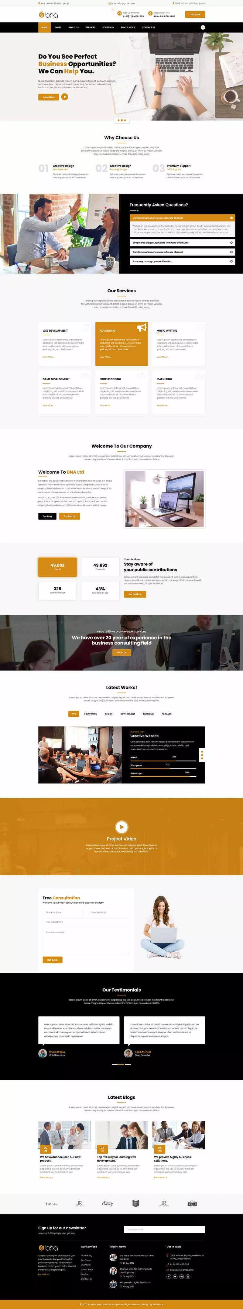 Bootstrap多用途响应式商务企业展示html模板 - FiveM 插件资源站